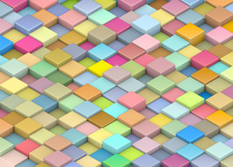abstract 3d render backdrop cubes in multiple rainbow color