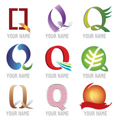 Ensemble d'Icones Lettre Q pour Design Logos