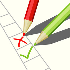 pencils and check marks