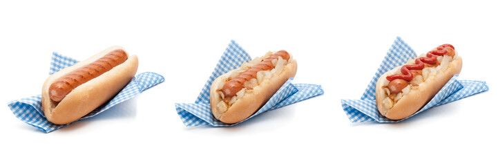 Hot Dog Sausages In Napkins