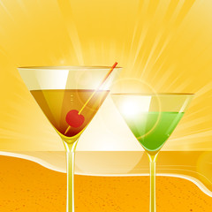Tropical sunset and cocktails