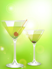 martini cocktails on a green background