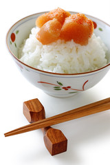 seasoned cod roe on the rice, japanese food