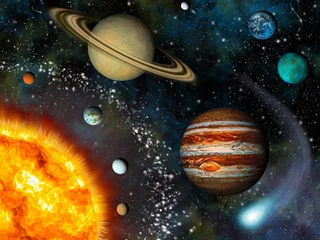 Ingelijste posters 3D zonnestelsel © tmass