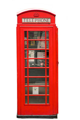 British Red Phone Booth isolated on white