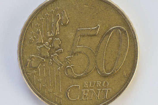 Moneda de 50 centimos macro