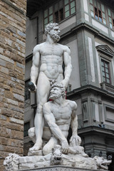 Obraz premium Hercules and caus scuelture in piazza della signoria italy