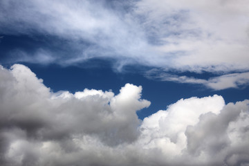 Fantastic soft white clouds against blue sky