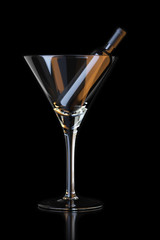 bottle in martini glass