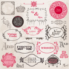 Wedding Vintage Frames and Design Elements - in vector