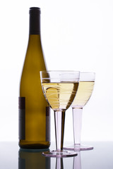 Bottle wine with glasses