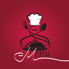 chef hat with spoon and fork