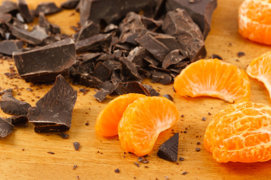 Orange Wedges With Dark Chocolate