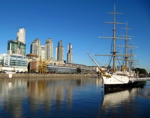 Fototapeta na wymiar The ship-museum on quay in Buenos Ayres