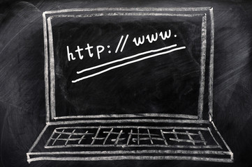 Chalk drawing of browser with address window