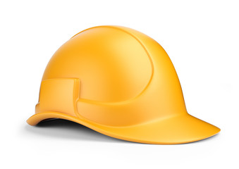 Yellow hardhat 3D. Construction tool. Icon isolated on white bac