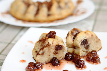 A delicious cake with strawberry jam