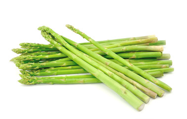 Fresh asparagus on white