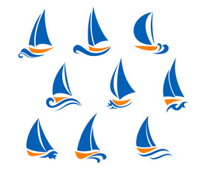 Naklejka premium Yachting and regatta symbols