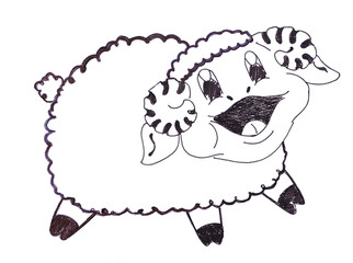 Smiling sheep cartoon