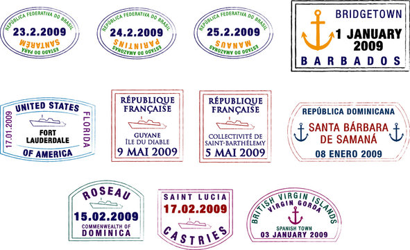 South American And Caribbean Passport Stamps.