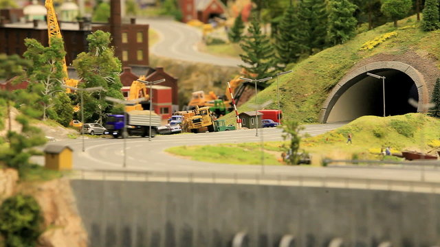 toy truck on the road in the town of Lilliputian