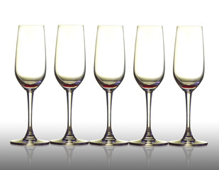Five empty glass.