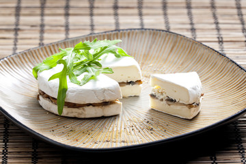 cheese brie filled with roasted mushrooms