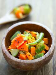 close up of a bowl of indian vegetable medley