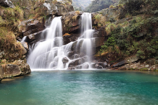 Fototapeta beautiful double waterfall