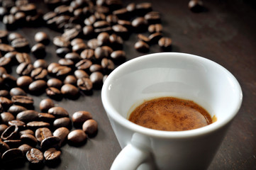 Fototapeta premium espresso coffee in espresso machine