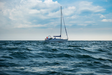 Yacht in a stormy sea