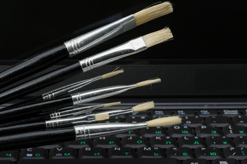 Brush and a laptop