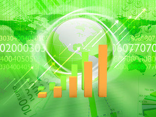 Global financial color charts and graphs