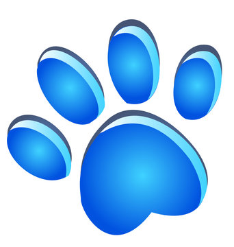 Paw footprint blue glow logo
