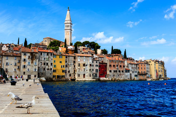 The Pier and the City of Rovinj on Istria Peninsula in Croata
