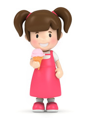 3d render of a kid holding ice cream