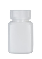 Plastic jar on white background.