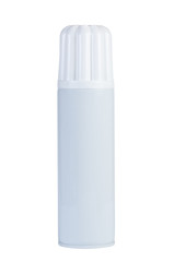 Tin bottle on white background.