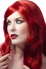Fototapeta premium Red Hair woman. Fashion Girl Portrait. spring concept