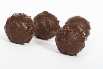 chocolates on white close-up