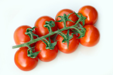 cherry tomatoes on white close-up