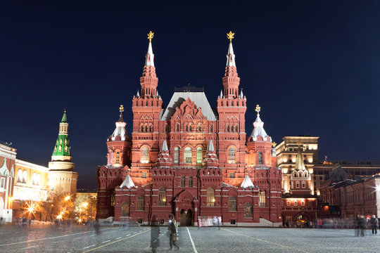 Red square in Moscow at night