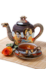 Teaset, Tea Cup with Teapot and Rose