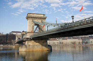 The Szechenyi Bridge from the Pest side.