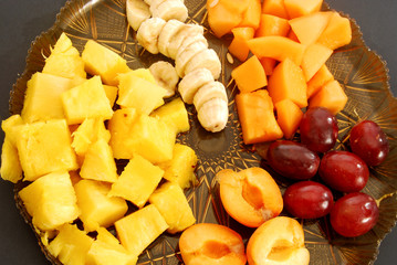 Colored plate of mixed fruit