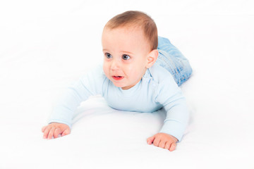 Fototapeta premium Little Child on the Bed