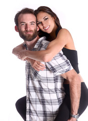 Naklejka premium Happy Couple Piggybacking his Beautiful Girlfriend