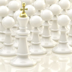 Chess light background: king and pawns