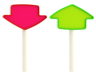 Up and down banner plate isolated